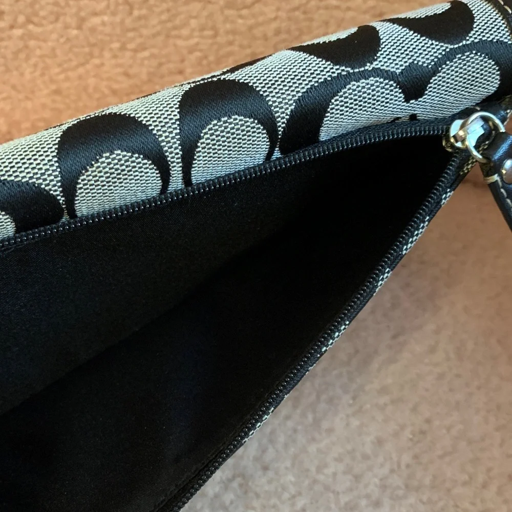 Coach Signature Canvas Wallet in Black and Tan